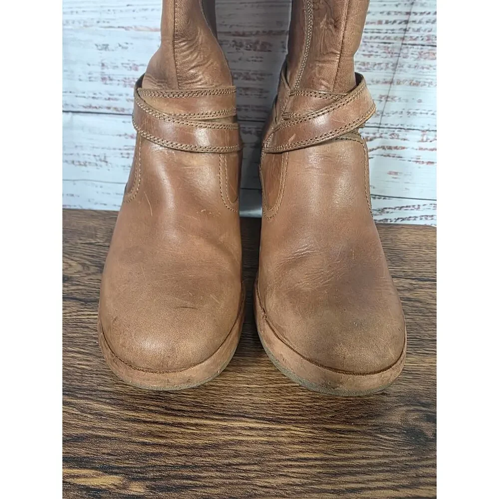 Merrell women's Brown Leather Mid-calf Boots size 7.5 Side Zip Comfort Heel